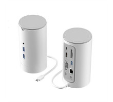 Порт-репликатор Vention USB-C to HDMI/VGA/USB 3.1 Gen 1-C/USB 3.0x3/RJ45/SD/TF/TRRS 3.5mm/PD/DC Docking Station 0.25M White Vertical Type EU Standard