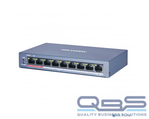 Коммутаторы HIKVISION DS-3E0109P-E/M(B)  Коммутатор  9x100Mb 8PoE+ 58W неуправляемый купить QBS.ru