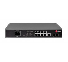  QTECH Управляемый коммутатор уровня L2+ с поддержкой PoE 802.3af/at, 8 портов 10/100/1000BASE-T, 2 порта 100/1000BASE-X SFP, встроенный БП разъем питания на передней панели, 100-240В AC