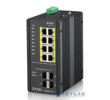 Сетевое оборудование ZYXEL RGS200-12P-ZZ0101F Промышленный L2 PoE+ коммутатор RGS200-12P, 8xGE PoE+, 4xSFP, крепление на стену/DIN-рейку, IP30, два источника питания DC, бюджет PoE 240 Вт