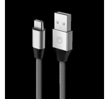  Unico Кабель  USB-С - USB,  2,1А, 480 Мбит/с, нейлон, металл, 1м, серый, RTL BOX
