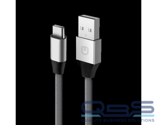 Unico Кабель  USB-С - USB,  2,1А, 480 Мбит/с, нейлон, металл, 1м, серый, RTL BOX купить QBS.ru