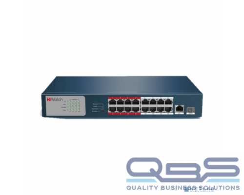 Видеонаблюдение HiWatch DS-S1816P(B) 16x100Mb 1G 1SFP 16PoE 135W Сетевой неуправляемый коммутатор купить QBS.ru