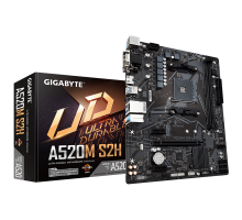 Мат. плата GIGABYTE A520M S2H, AM4, A520, 2*DDR4, D-Sub+DVI-D+HDMI,  4 SATA 6 Гб/с, M2, Audio, Gb LAN, USB 3.2, USB 2.0, COM*1 header, mATX
