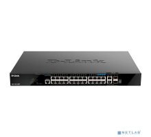 Сетевое оборудование D-Link DGS-1520-28MP/A1A Управляемый L3 стекируемый коммутатор с 20 портами 10/100/1000Base-T, 4 портами 100/1000/2.5GBase-T, 2 портами 10GBase-T и 2 портами 10GBase-X SFP+ (PoE-бюджет 370 Вт)